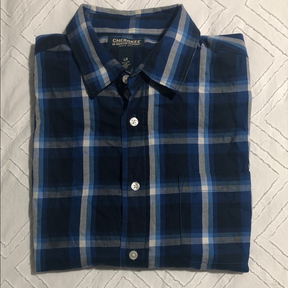 Cherokee Navy and White Checkered Shirt